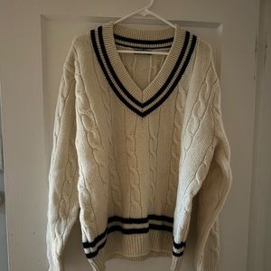 Brandy Melville Nikki V Neck Sweater Wool Oversized Academia Uniform Size XS-XL